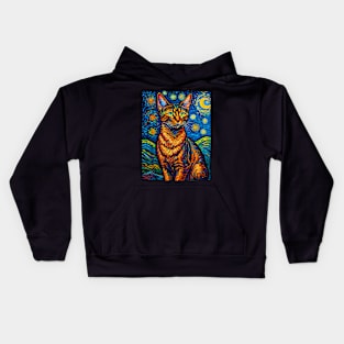 The Abyssinian Cat in starry night Kids Hoodie